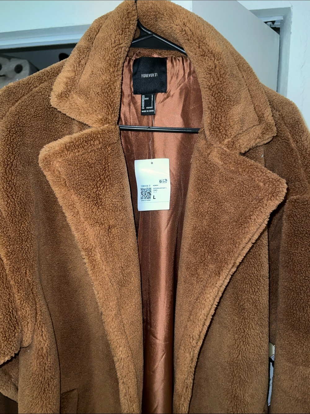 Forever 21 Plush Teddy Coat in Chestnut Brown
